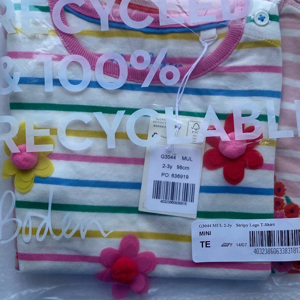 NWT Mini Boden Pom Pom Flutter Tee Shirt, 7/8 - Picture 4 of 6